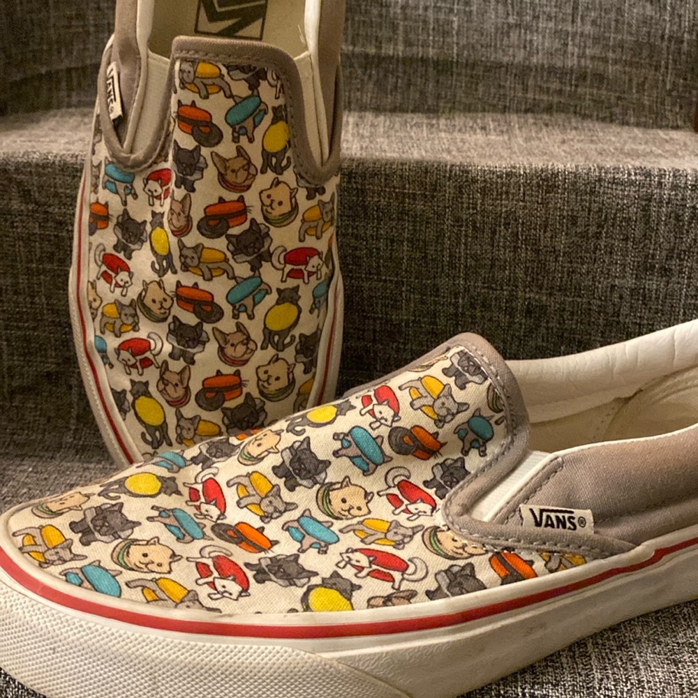 Vans Customs Macaroon Dogs and Cats Slip Ons